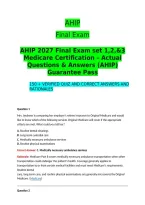 AHIP 2027 Final Exam set 1&comma;2&comma;&3 Medicare Certification &ndash; Actual Questions & Answers &lpar;AHIP&rpar; Guarantee Pass