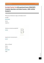 ServSafe Practice Test &lpar;60 questions&rpar; &lpar;Latest 2026&sol;2027&rpar; Complete Questions and Guide Answers&comma; 100&percnt; Verified Graded A&plus;