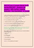NUR 253 Exam 4 Concepts Mental Health Nursing 2026&sol;2027 &ndash; Questions and Answers &vert; 100&percnt; Verified &vert; Detailed Rationales &ndash; Pass Guaranteed &ndash; A&plus; Graded