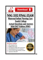 NSG3332&sol;NSG 3332 FINAL Exam  &vert; Maternal-Infant Nursing Care &vert; South College &vert; Q & A &vert; 2026&sol;2027 Edition &lpar;PDF&rpar; 