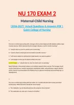 NU 170 EXAM 2&NewLine;Maternal-Child Nursing&NewLine;&lpar;2026-2027&rpar;  Actual Questions & Answers PDF &vert; Galen College of Nursing&NewLine;
