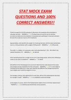 STAT MOCK EXAM&NewLine;QUESTIONS AND 100&percnt;&NewLine;CORRECT ANSWERS&excl;&excl;