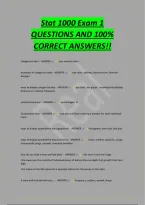 Stat 1000 Exam 1&NewLine;QUESTIONS AND 100&percnt;&NewLine;CORRECT ANSWERS&excl;&excl;
