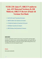 NURS 230 Quiz 7 &ndash; OBGYN Midterm&comma; ATI Maternal Newborn B Test Bank & OBGYN Final Review
