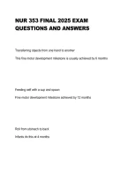 NUR 353 Final Exam 2025 &ndash; Practice Questions&comma; Answers & Study Guide