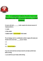 CDL-Combination Vehicle Practice Test Exam&NewLine;Questions with 100&percnt; Correct Answers &vert; Verified&NewLine;&vert;Updated