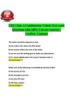 CDL Class A Combination Vehicle Test exam&NewLine;Questions with 100&percnt; Correct Answers &vert;&NewLine;Verified &vert; Updated