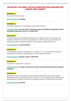 SOCIOLOGY 101 EXAM 1 ACTUAL QUESTIONS AND ANSWERS 2027&NewLine;UPDATE 100&percnt; CORRECT