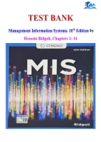 Test Bank For Management Information Systems&comma; 10th Edition by Hossein Bidgoli ISBN 978-0357418697