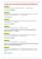 SPANISH APEX &lpar;100&percnt;&rpar; EXPECTED QUESTIONS AND ANSWERS 2027&NewLine;
