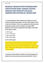 NEONATAL RESUSCITATION PROGRAM &lpar;NRP&rpar; &NewLine;CERTIFICATION EXAM &vert; 2026&sol;2027 EDITION &vert; &NewLine;VERIFIED QUESTIONS WITH DETAILED &NewLine;ANSWERS AND RATIONALES &vert; BRAND NEW&excl;