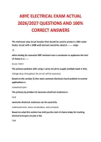 ABYC ELECTRICAL EXAM ACTUAL 2026&sol;2027 QUESTIONS AND 100&percnt; &NewLine;CORRECT ANSWERS