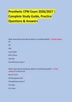 Prosthetic CPM Exam 2026&sol;2027 &vert; &NewLine;Complete Study Guide&comma; Practice Questions & Answers &NewLine;