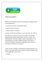 Critical Care Final Exam Part 1 Questions & Answers 2026