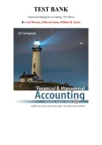 Test Bank for Financial & Managerial Accounting&comma;  17th Edition by Carl Warren&comma; Jefferson Jones&comma; Chapter 1-28 &vert; All Chapters