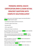 PERINATAL MENTAL HEALTH CERTIFICATION &lpar;PMH-C&rpar; EXAM ACTUAL &NewLine;2026&sol;2027 QUESTIONS WITH COMPLETE SOLUTIONS&vert;LATEST