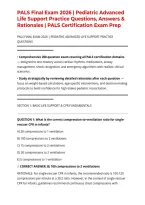 PALS Final Exam 2026 &vert; Pediatric Advanced Life Support Practice Questions&comma; Answers & Rationales &vert; PALS Certification Exam Prep