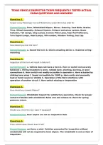 TEXAS VEHICLE INSPECTOR TXDPS FREQUENTLY TESTED ACTUAL&NewLine;EXAM QUESTIONS AND ANSWERS