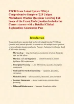PTCB Exam Latest Update 2026 &vert;A Comprehensive Sample of 320 Unique Multichoice Practice Questions Covering Full Scope of the Exam&vert; Each Question Includes the Correct Answer with a Detailed Clinical Explanation&vert; Guaranteed Pass
