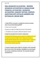 WGU ADVANCED ACCOUNTING &ndash; MODERN &NewLine;ADVANCED ACCOUNTING IN CANADA EXAM&sol; &NewLine;FINANCIAL ACCOUNTING &sol; ADVANCED &NewLine;ACCOUNTING &vert; 2026&sol;2027 EDITION &vert; VERIFIED &NewLine;QUESTIONS WITH DETAILED ANSWERS AND &NewLine;RATIONALES &vert; BRAND NEW&excl;