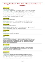 Biology Lab Final - USF - Bio 2 Fall Sem&period; Questions and&NewLine;Answers