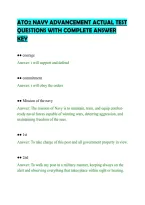 ATO2 NAVY ADVANCEMENT ACTUAL TEST&NewLine;QUESTIONS WITH COMPLETE ANSWER&NewLine;KEY&NewLine;