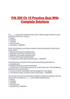FIN 300 Ch 15 Practice Quiz With Complete Solutions