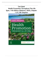 Test Bank for Health Promotion Throughout The Life Span&comma; 11th Edition &lpar;Edelman&comma; 2025&rpar;&comma; Chapter 1-25  All Chapters