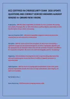 ISC2 CERTIFIED IN CYBERSECURITY EXAM 2026 UPDATE&NewLine;QUESTIONS AND CORRECT VERIFIED ANSWERS ALREADY&NewLine;GRADED A&plus; &lpar;BRAND NEW VISION&rpar;