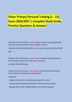 &NewLine;Fitour Primary Personal Training &lpar;1 - 23&rpar; &NewLine;Exam 2026&sol;2027 &vert; Complete Study Guide&comma; Practice Questions & Answers &NewLine; &NewLine;