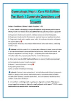 Gynecologic Health Care 4th Edition &NewLine;Test Bank &vert; Complete Questions and &NewLine;Answers 