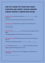 IICRC OCT COURSE TEST EXAM 2026 UPDATE&NewLine;QUESTIONS AND CORRECT VERIFIED ANSWERS&NewLine;ALREADY GRADED A&plus; &lpar;BRAND NEW VISION&rpar;