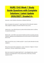 NURS 1543 Week 1 Study&NewLine;Guide Questions with Complete&NewLine;Solutions &vert; Latest Update&NewLine;2026&sol;2027 &vert; Graded A&plus;