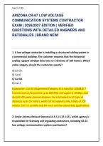 ARIZONA CR-67 LOW VOLTAGE &NewLine;COMMUNICATION SYSTEMS CONTRACTOR &NewLine;EXAM &vert; 2026&sol;2027 EDITION &vert; VERIFIED &NewLine;QUESTIONS WITH DETAILED ANSWERS AND &NewLine;RATIONALES &vert; BRAND NEW&excl;