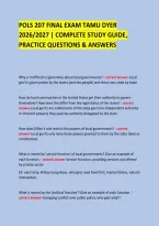POLS 207 FINAL EXAM TAMU DYER &NewLine;2026&sol;2027 &vert; COMPLETE STUDY GUIDE&comma; PRACTICE QUESTIONS & ANSWERS &NewLine;  &NewLine;