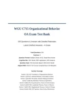 WGU C715 OA ACTUAL EXAM 2026&sol;2027 &vert;  Latest Versions Package Deal &vert; Organizational Behavior Q&A &vert; Verified Answers &vert; Pass Guaranteed - A&plus; Graded