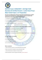 NUR 221 Exam 3 2026&sol;2027 &vert; 150 High-Yield Questions & Verified Answers &vert; Latest Exam Prep &vert; Most Tested Topics &vert; A&plus; Preparation