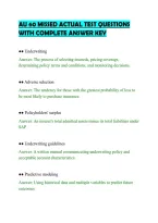 AU 60 MISSED ACTUAL TEST QUESTIONS&NewLine;WITH COMPLETE ANSWER KEY