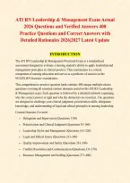 ATI RN Leadership & Management Exam Actual &NewLine;2026 Questions and Verified Answers 400 &NewLine;Practice Questions and Correct Answers with &NewLine;Detailed Rationales 2026&vert;2027 Latest Update