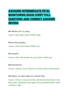 AWHONN INTERMEDIATE FETAL&NewLine;MONITORING EXAM SCRIPT FULL&NewLine;QUESTIONS AND CORRECT ANSWERS&NewLine;REVIEW