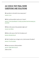 AZ CIVICS TEST FINAL PAPER&NewLine;QUESTIONS AND SOLUTIONS