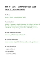NUR 104 EXAM 1 COMPLETE STUDY GUIDE&NewLine;WITH SOLVED QUESTIONS