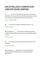 NUR 104 FINAL EXAM 1 COMPLETE STUDY&NewLine;GUIDE WITH SOLVED QUESTIONS