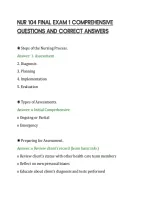 NUR 104 FINAL EXAM 1 COMPREHENSIVE&NewLine;QUESTIONS AND CORRECT ANSWERS