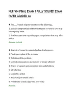 NUR 104 FINAL EXAM 1 FULLY SOLVED EXAM&NewLine;PAPER GRADED A&plus;