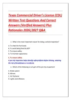 Texas CDL Written Test 2026&sol;27 &vert; Practice Questions & Correct Answers