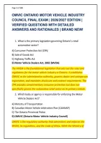 OMVIC ONTARIO MOTOR VEHICLE INDUSTRY &NewLine;COUNCIL FINAL EXAM &vert; 2026&sol;2027 EDITION &vert; &NewLine;VERIFIED QUESTIONS WITH DETAILED &NewLine;ANSWERS AND RATIONALES &vert; BRAND NEW&excl;