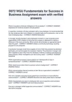 D072 WGU Fundamentals for Success in &NewLine;Business Assignment exam with verified &NewLine;answers