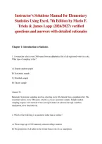 Instructor's Solutions Manual for Elementary Statistics Using Excel&comma; 7th Edition by Mario F&period; Triola & James Lapp &lpar;2026&sol;2027&rpar; verified questions and answers with detailed rationales