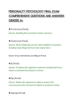 PERSONALITY PSYCHOLOGY FINAL EXAM&NewLine;COMPREHENSIVE QUESTIONS AND ANSWERS&NewLine;GRADED A&plus;
